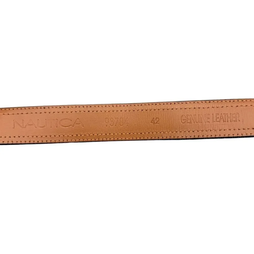 Nautica Brown Leather Blue Flag Logo 1